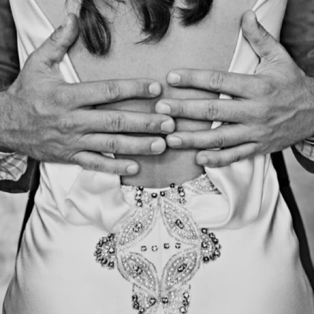 Ivory Silk Couture Wedding Gown - Baccini & Hill